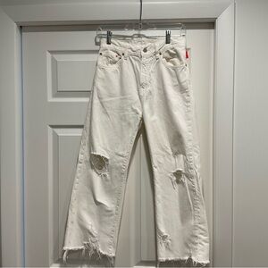 Classic White Distressed Flare Jeans